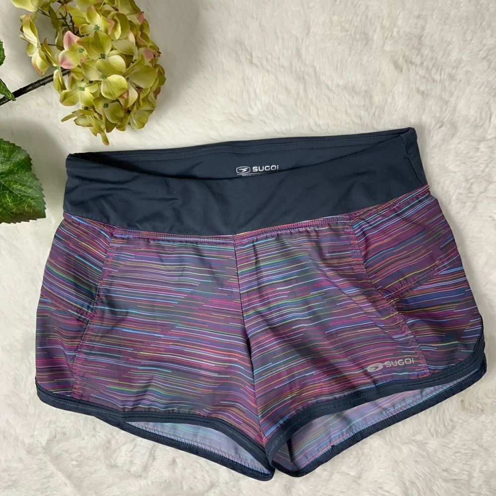 Sugoi Women’s Multicolor Striped Running Shorts - Purple